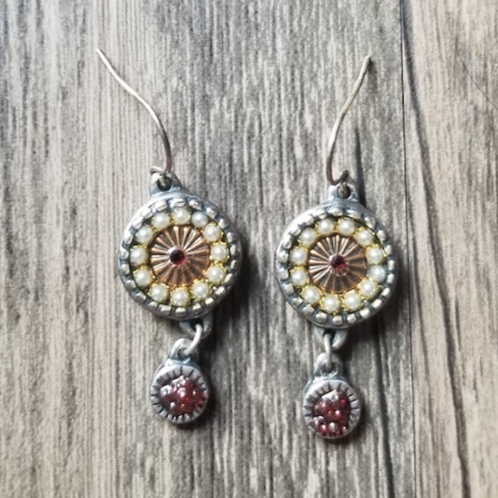 Ruby Or Garnet Dangle Earrings - image 1